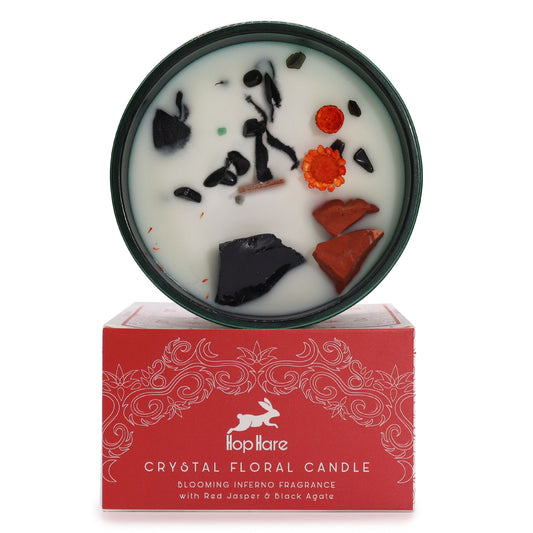 Hop Hare Crystal Magic Flower Candle - The Devil - Spiru-shop.nl