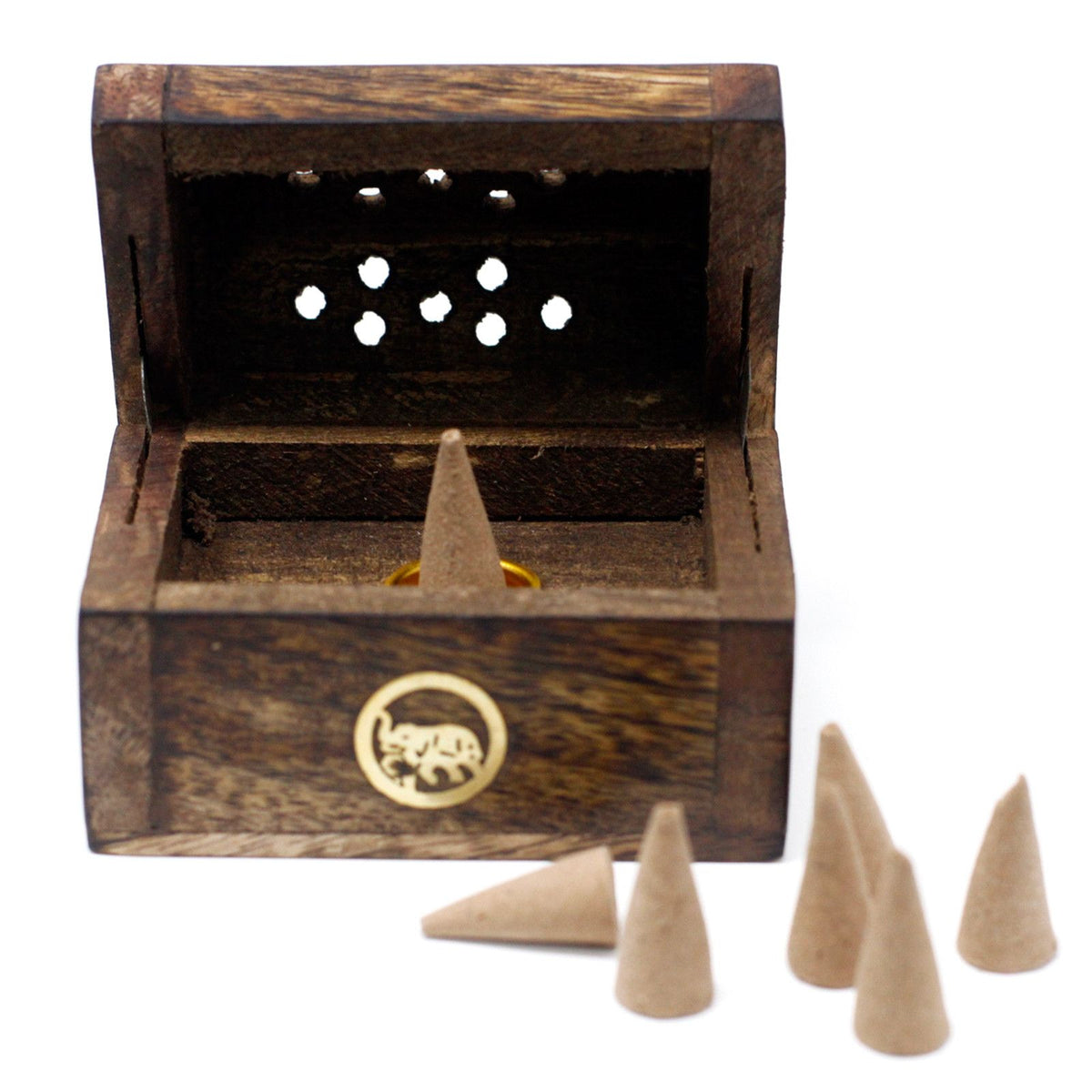 Mini Incense Cone Smoke Box - Mango Wood - Spiru-shop.nl
