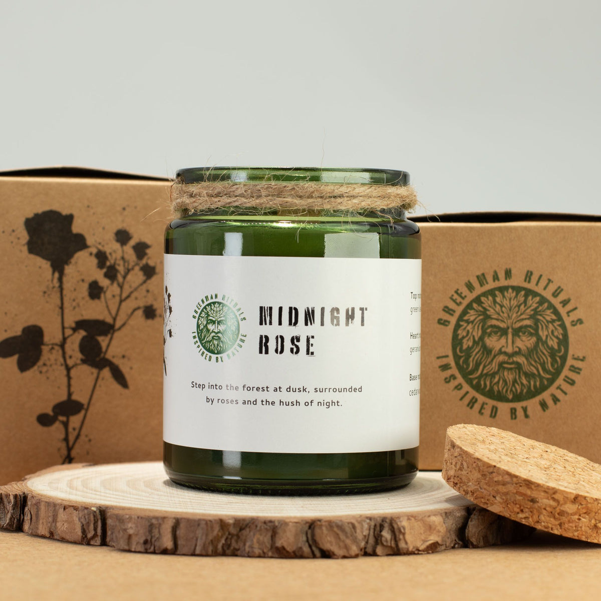 Greenman Woodwick Soy Candle - Midnight Rose - Spiru-shop.nl
