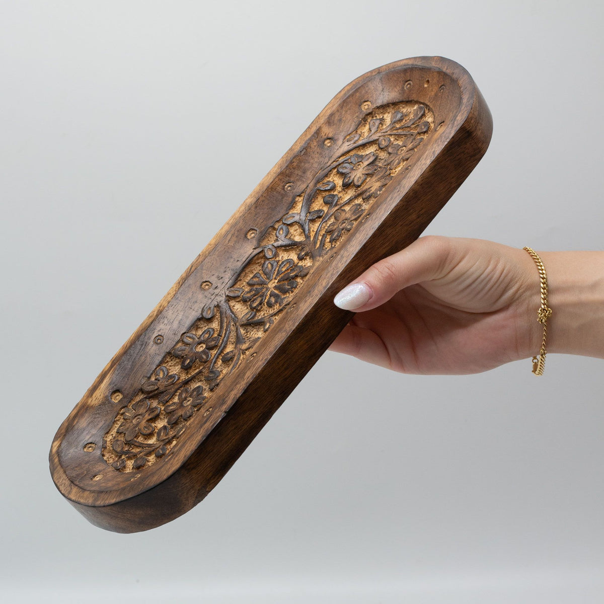 Large Incense Tray 30x10cm - Flower Design - Spiru-shop.nl