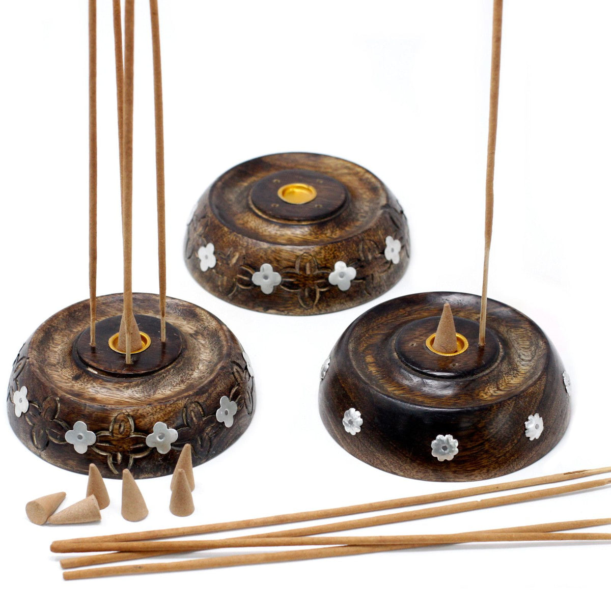 Cone & Stick Burner- Asst Design - Mango Wood - Spiru-shop.nl