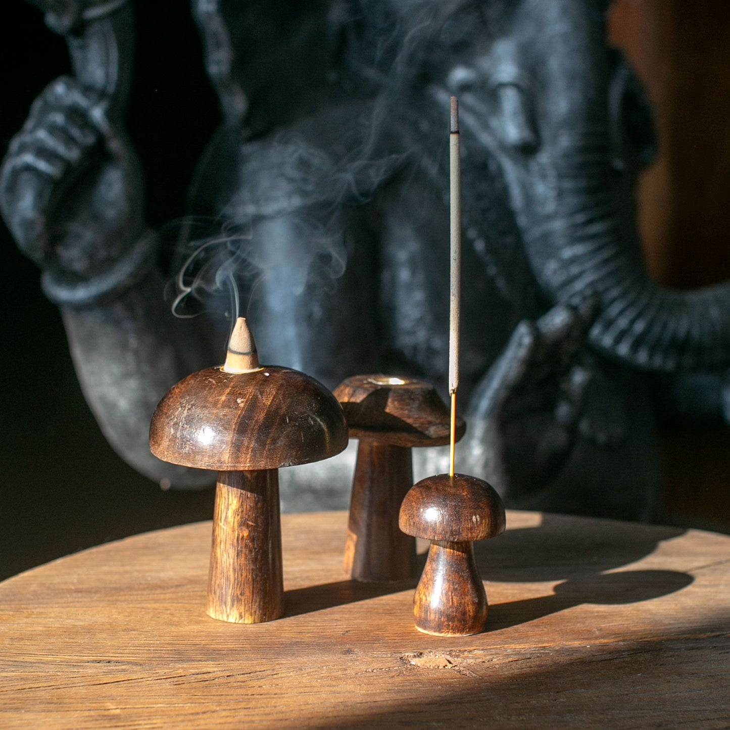 Set of 3 Mini Incense Mushrooms (8cm 7cm 6.5cm) - Spiru-shop.nl