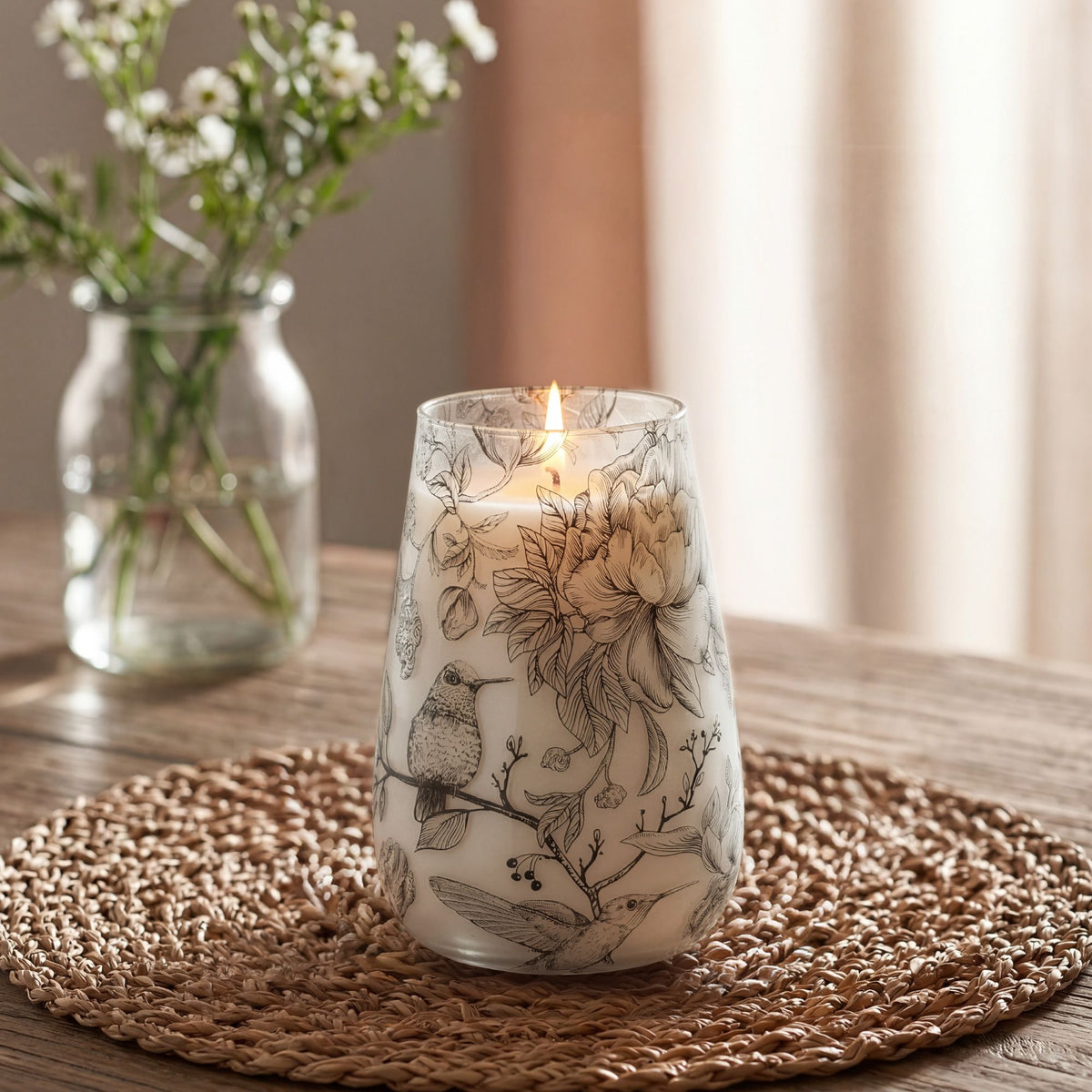 Tall Glass Jar Candles - Drawn by Flame - Spiru-shop.nl