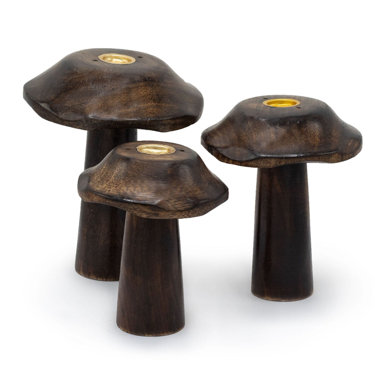 Set of 3 Flat Incense Cone Mushrooms (13cm 12cm 11cm) - Spiru-shop.nl