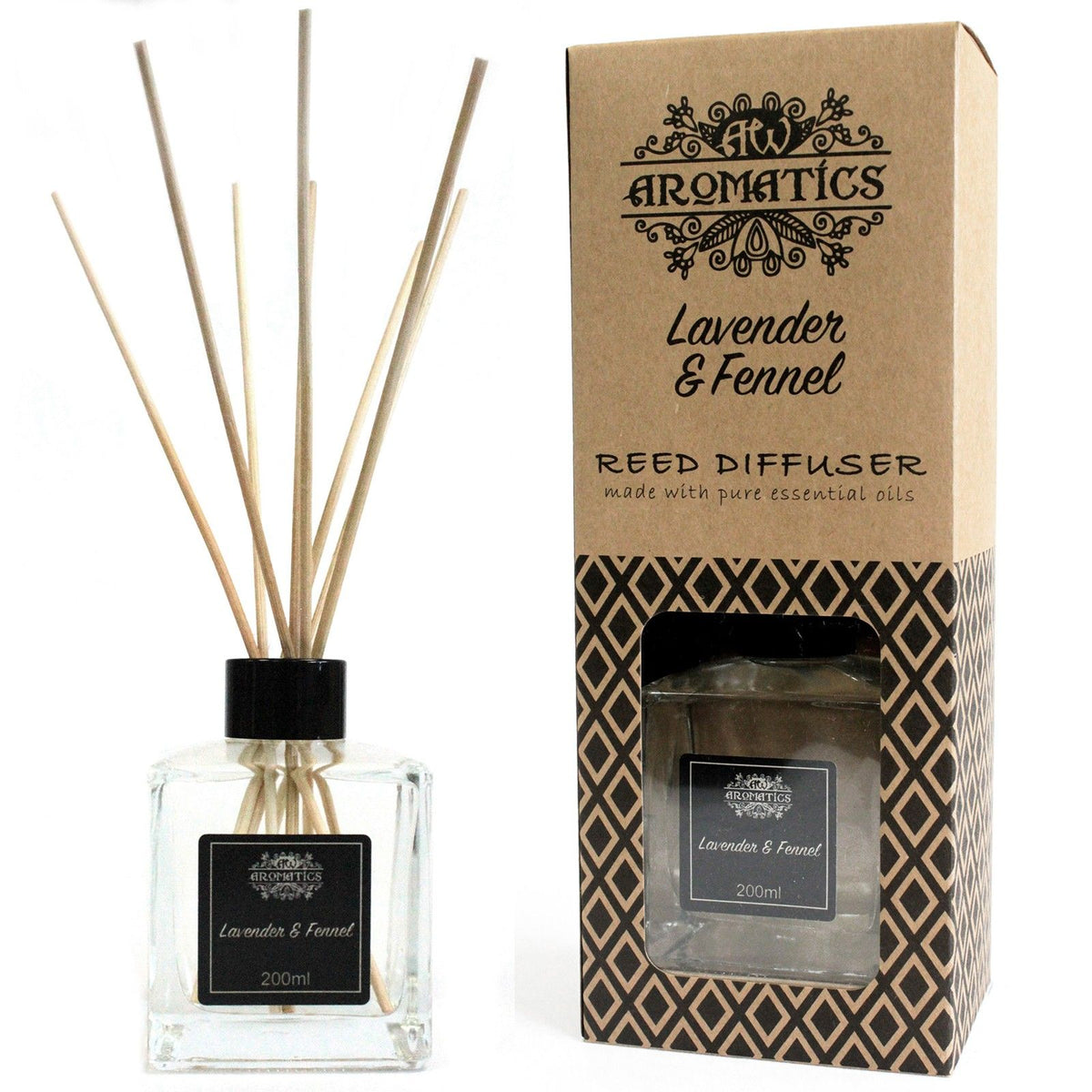 200ml Lavender & Fennel Essential Oil Reed Diffuser - Spiru-shop.nl