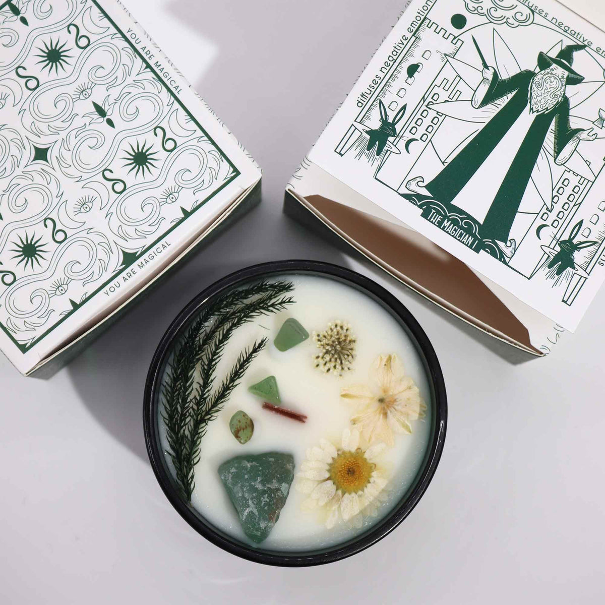 Hop Hare Crystal Magic Flower Candle - The Magician - Spiru-shop.nl