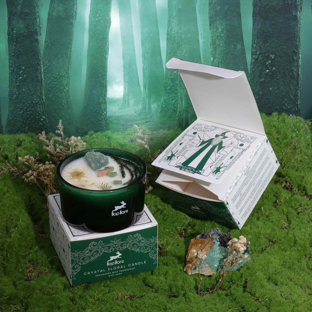 Hop Hare Crystal Magic Flower Candle - The Magician - Spiru-shop.nl