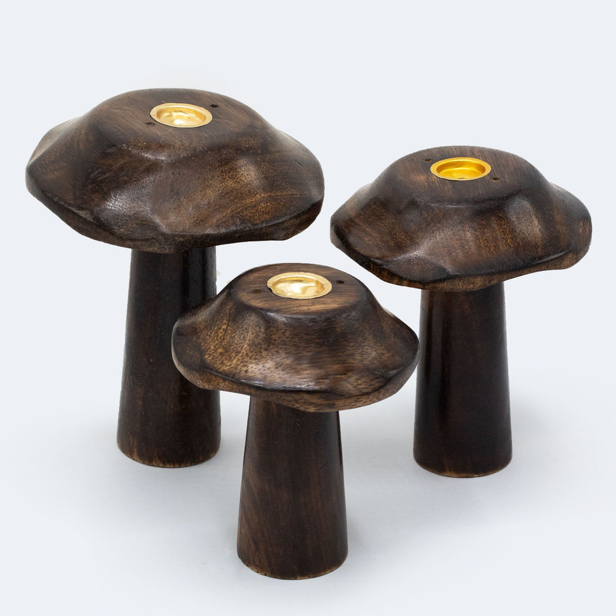 Set of 3 Flat Incense Cone Mushrooms (13cm 12cm 11cm) - Spiru-shop.nl