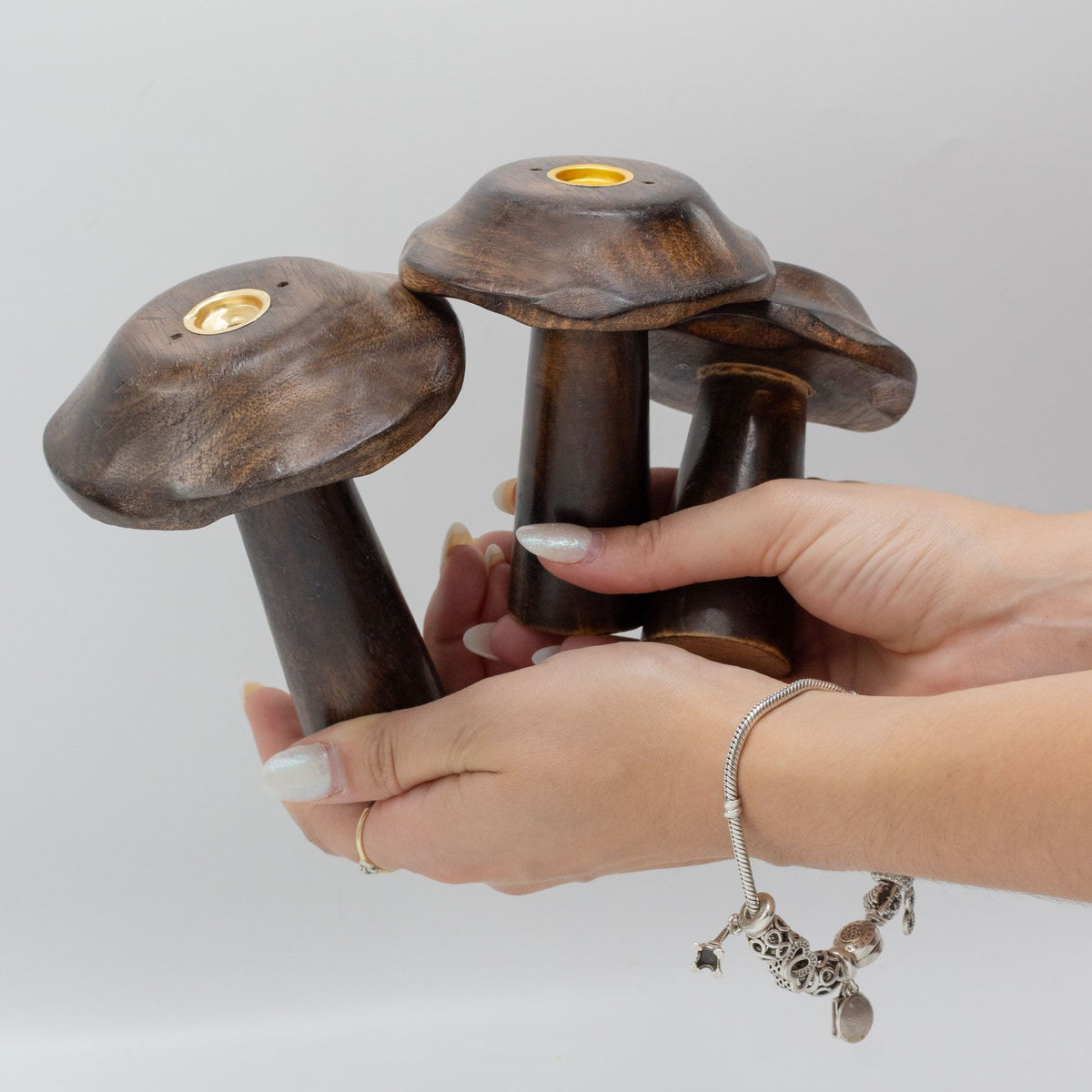 Set of 3 Flat Incense Cone Mushrooms (13cm 12cm 11cm) - Spiru-shop.nl