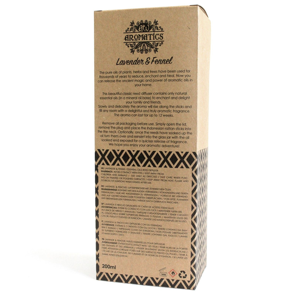 200ml Lavender & Fennel Essential Oil Reed Diffuser - Spiru-shop.nl