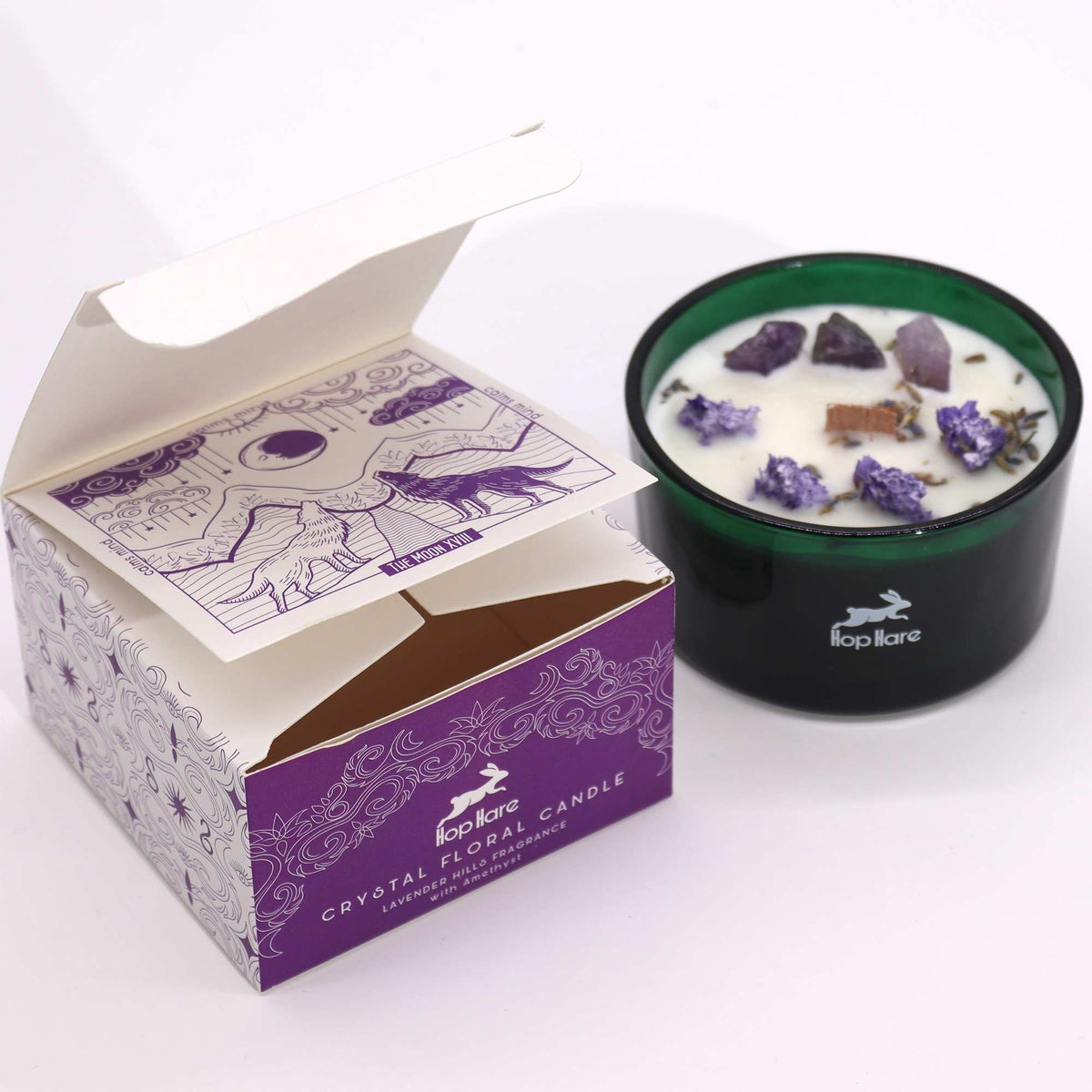 Hop Hare Crystal Magic Flower Candle - The Moon - Spiru-shop.nl