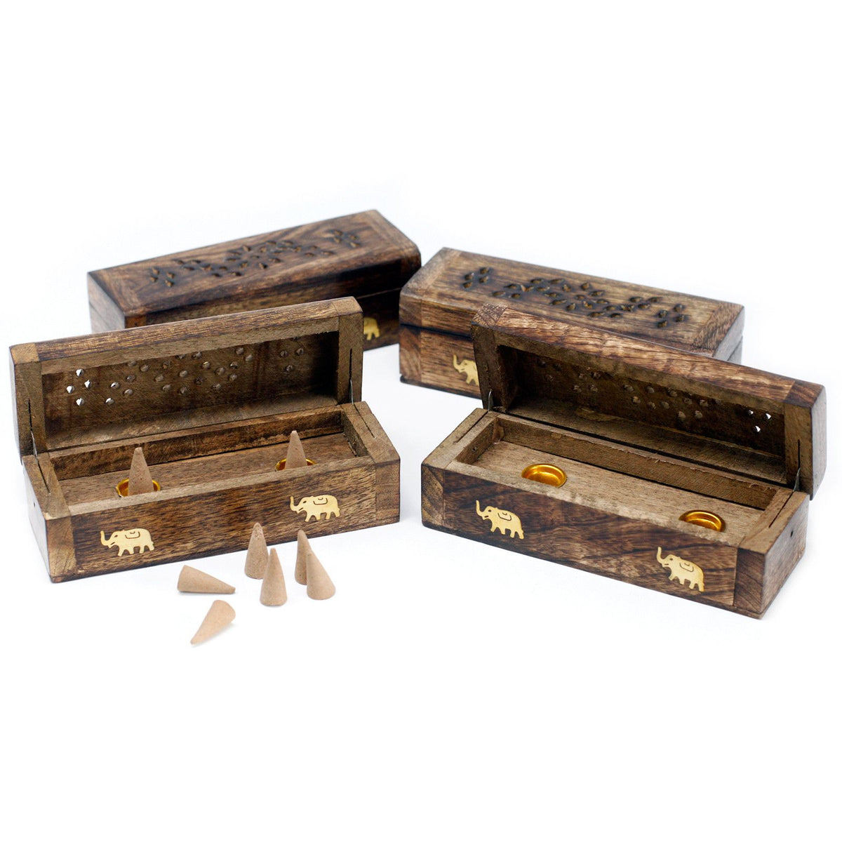 Incense Cone Smoke Box 6" - Mango Wood - Spiru-shop.nl