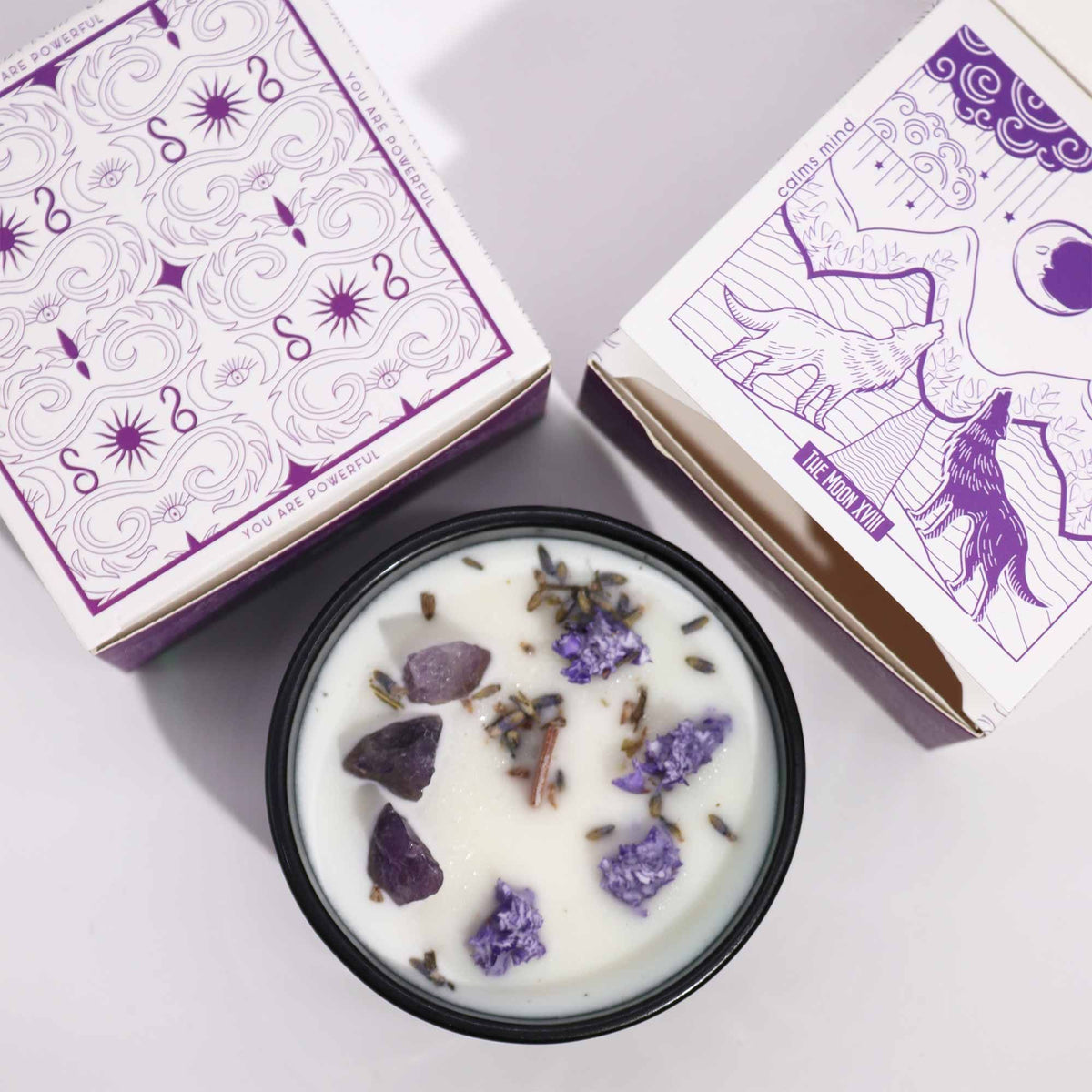 Hop Hare Crystal Magic Flower Candle - The Moon - Spiru-shop.nl