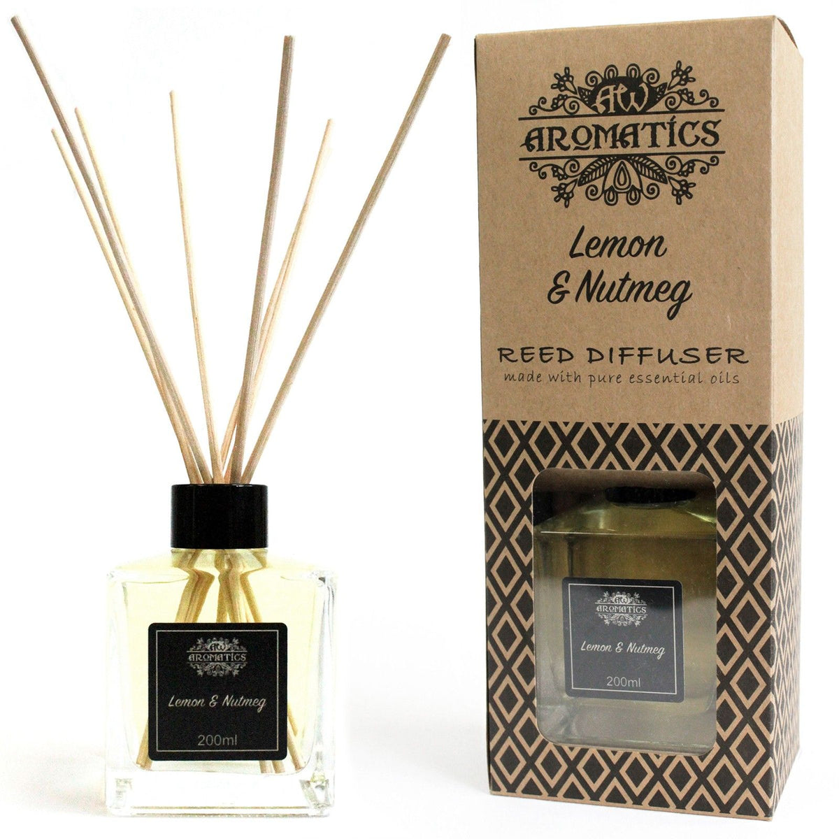 200ml Lemon & Nutmeg Essential Oil Reed Diffuser - Spiru-shop.nl