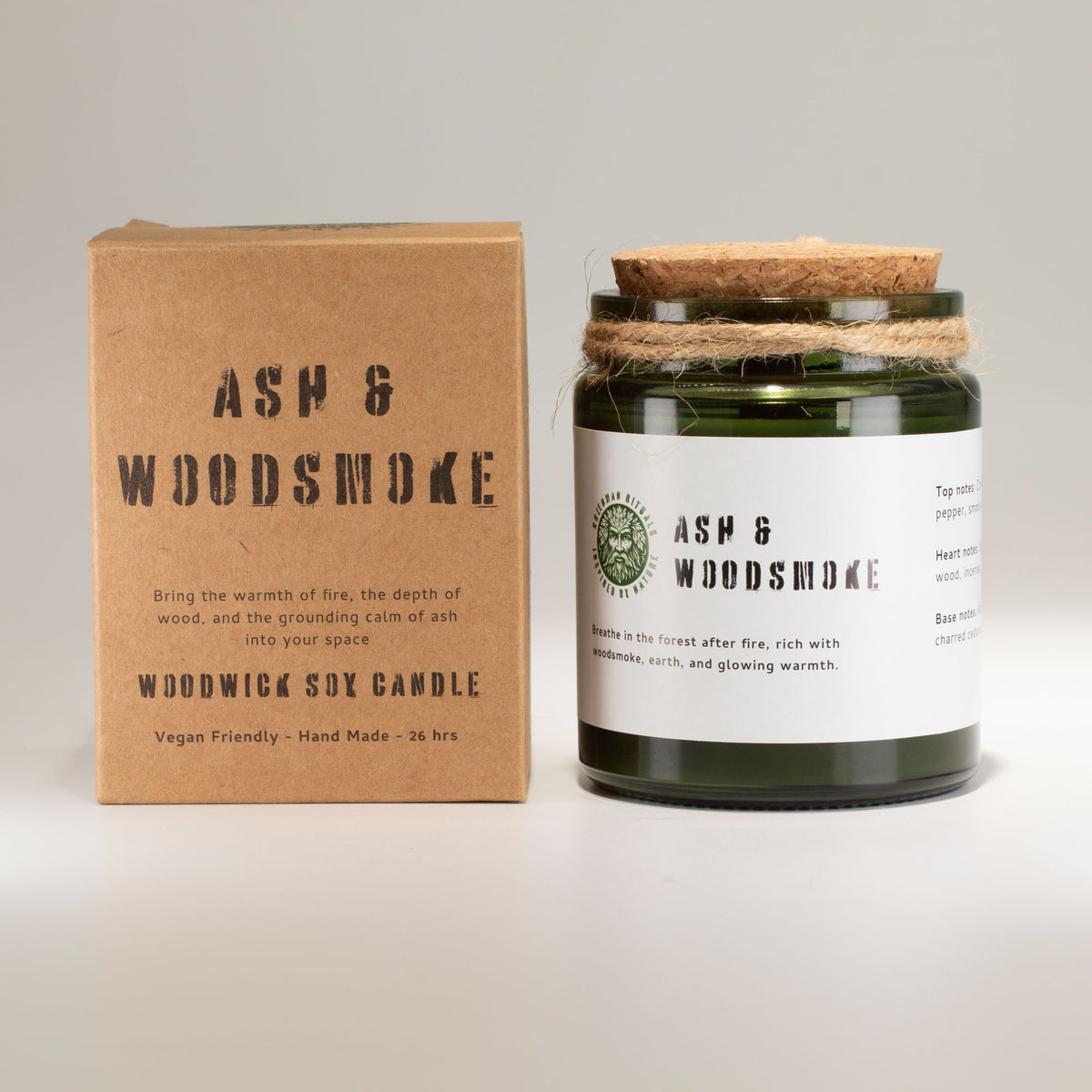 Greenman Woodwick Soy Candle - Ash & Woodsmoke - Spiru-shop.nl
